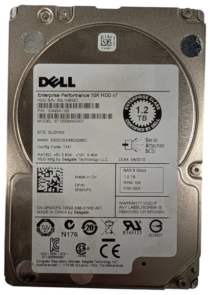Dell ST1200MM0007 SAS 2.5" 1.2TB 10K RPM Internal Hard Drive - Front