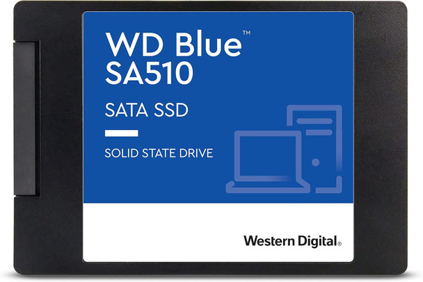 Western Digital 500GB WD Blue SA510 SATA Internal Solid State Drive SSD - SATA III 6 Gb/s, 2.5"/7mm, Up to 560 MB/s - WDS500G3B0A - Front