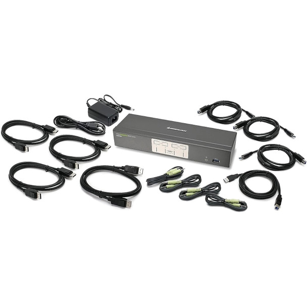 IOGEAR 4-Port DisplayPort KVM Switch with USB 3.0 Hub - Complete