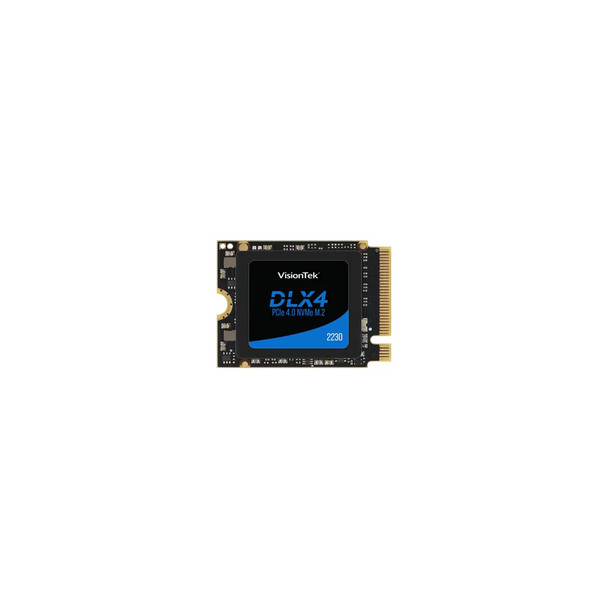 VisionTek DLX4 PCIe 4.0 NVMe M.2 2230 solid-state drive module with visible gold connector edge on a white background