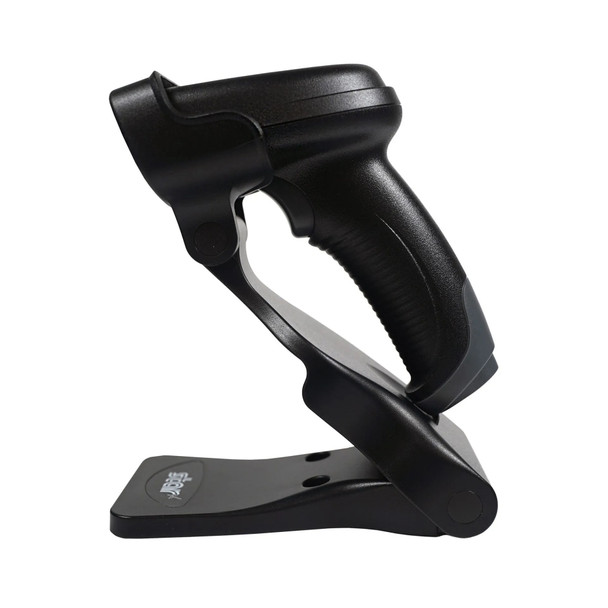 A profile view of a Star BSH-20B 2D barcode scanner on its base. The base has a 'STAR' logo. The scanner has a black housing with a textured grip.