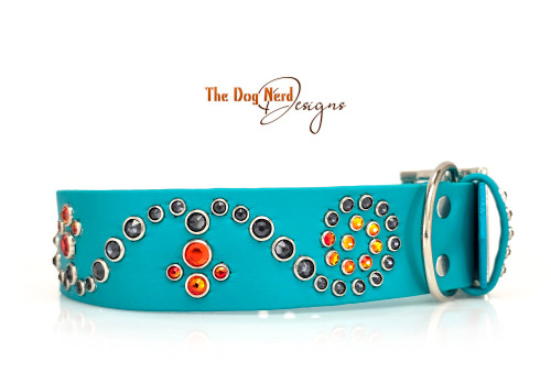 13.5-16.5" Black & Orange Swirl on Teal