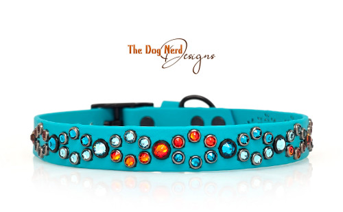 13-16” Orange & Teal Serpentine on Teal