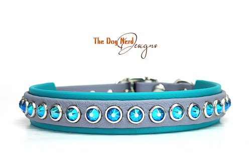 10.5-12.5" Blue Zircon Shimmer Sparklee on Grey with Teal Border 10.5-12.5" Blue Zircon Shimmer Sparklee on Grey with Teal Border