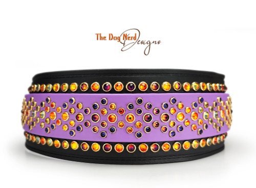 21.5-25" Orange & Purple Design on Amethyst with Giant Black Border