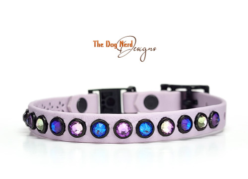 9-11" Breakaway Cat Collar -  Pink & Blue Colour-Changing Sparklee on Lavender