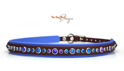 20-23" Blue & Purple Pattern on Red-Brown with Periwinkle Border 20-23" Blue & Purple Pattern on Red-Brown with Periwinkle Border