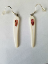 Alaskan Native crafted ivory with natural pear shaped tourmalines as center focal stones of this gorgeous and stunning earring set