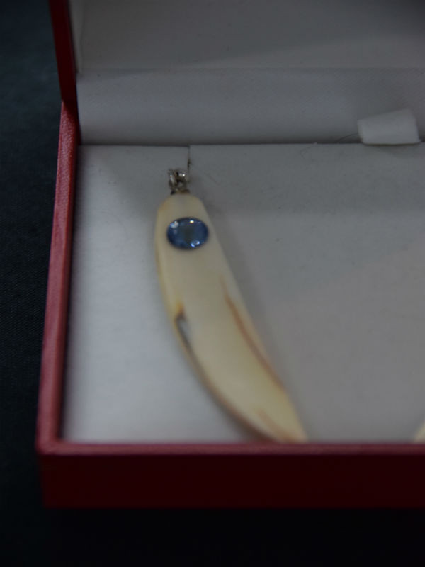 Alaskan Native crafted ivory with round purple/blue natural Tanzanite as center stones of earring set
