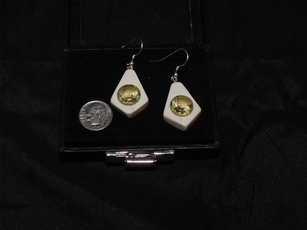 Earring Set - Large Bold Yellow Round Quartz Gem Pair 11.02ct