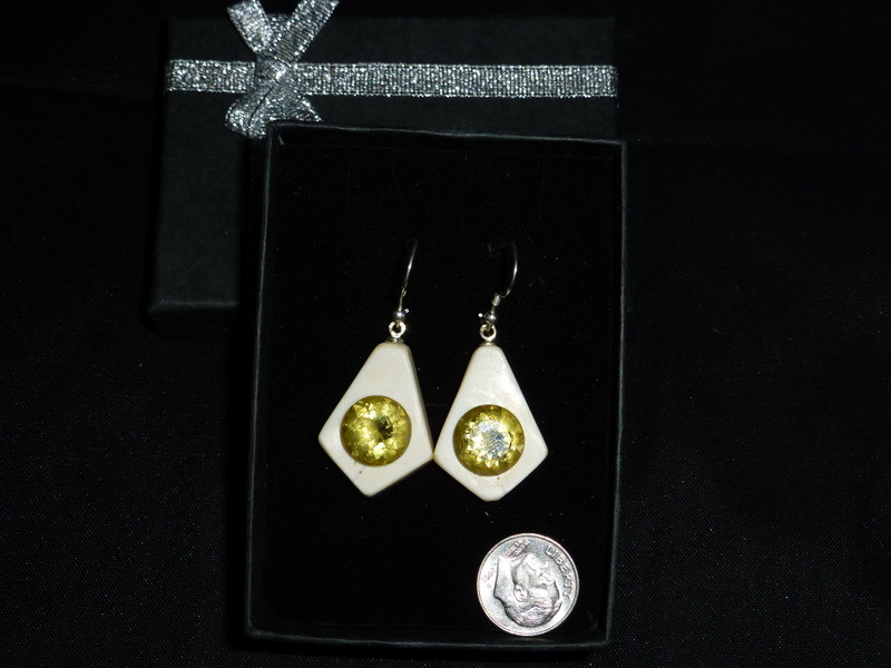 Earring Set - Large Bold Yellow Round Quartz Gem Pair 11.02ct