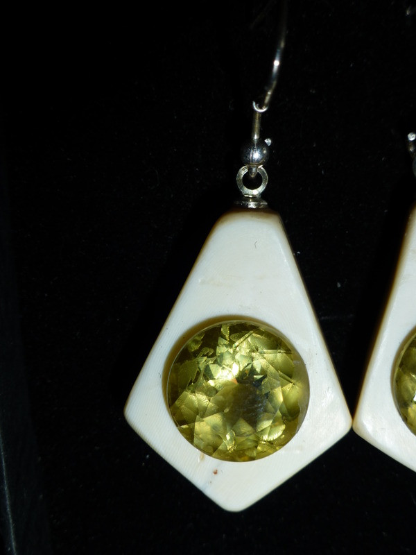 Earring Set - Large Bold Yellow Round Quartz Gem Pair 11.02ct
