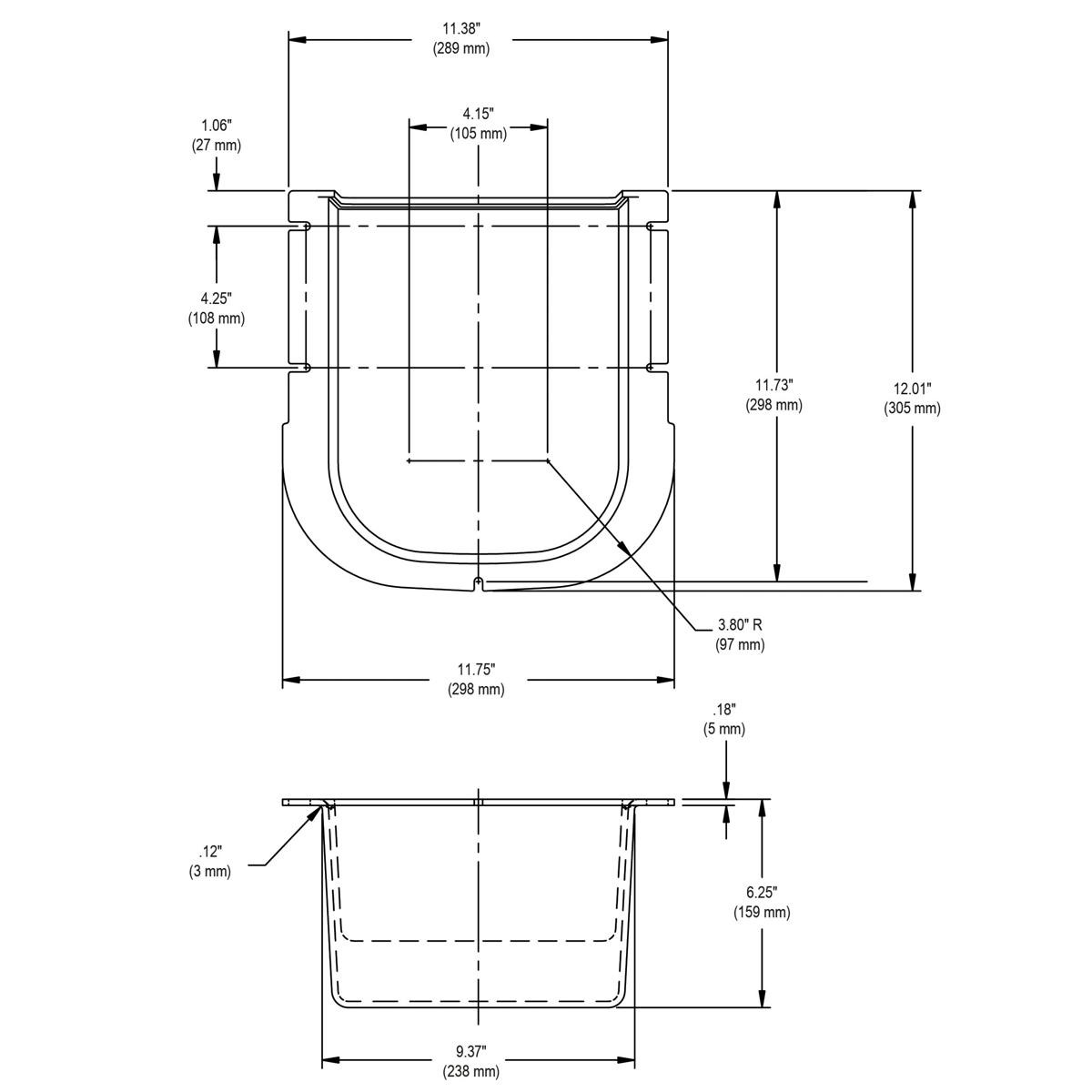 Elkay Cane Apron for Contour & Soft Sides Models Black