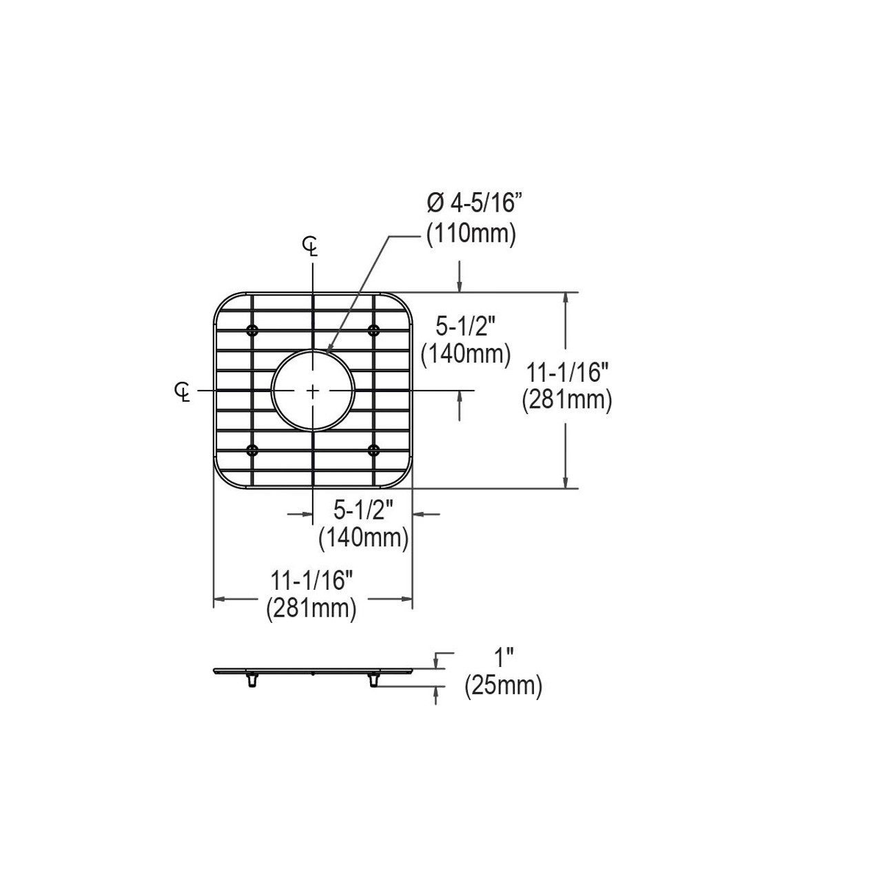 Elkay Dayton Stainless Steel 11-1/16" x 11-1/16" x 1" Bottom Grid