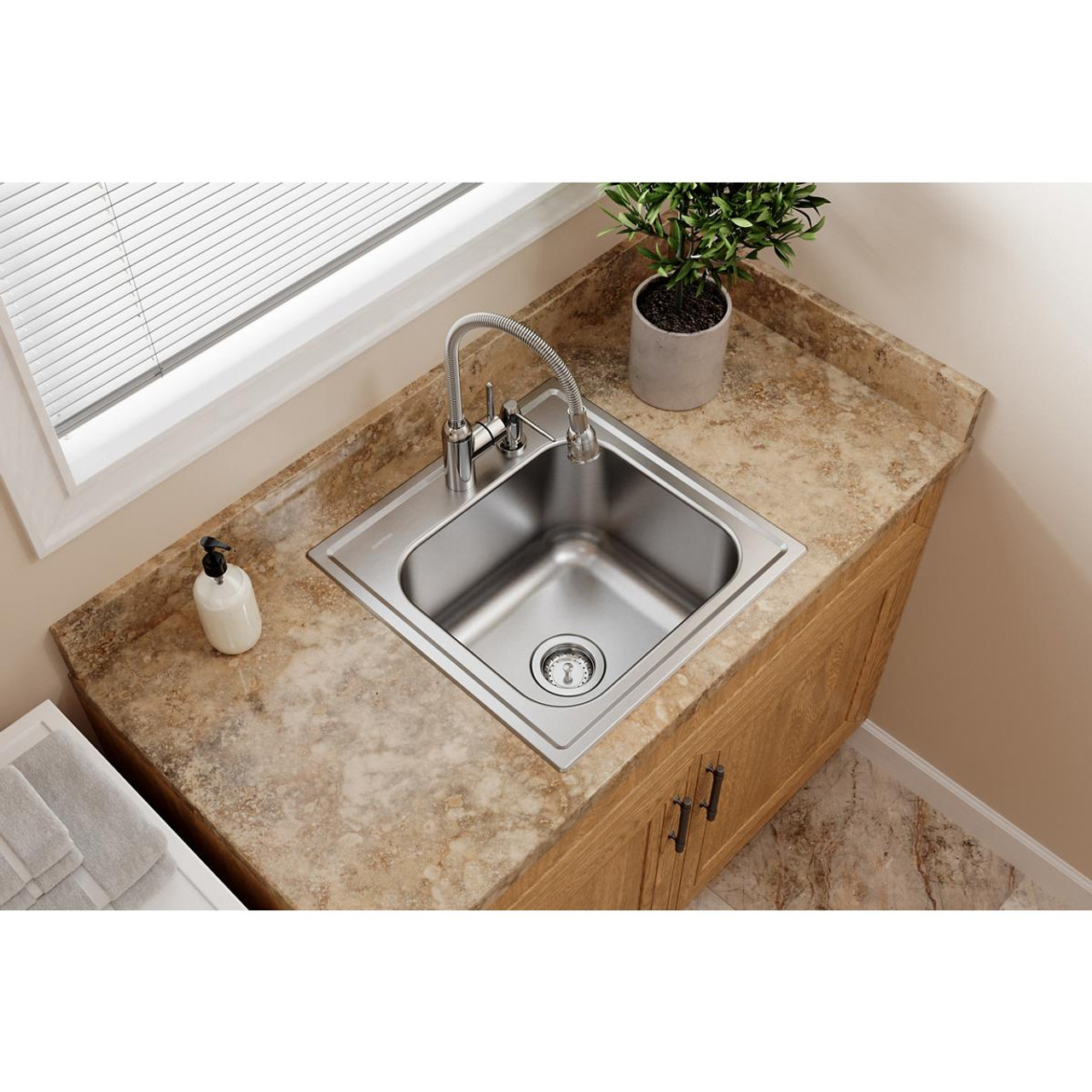 Elkay Dayton Stainless Steel 20" x 20" x 10-1/8" MR2-Hole Single Bowl Drop-in Laundry Sink
