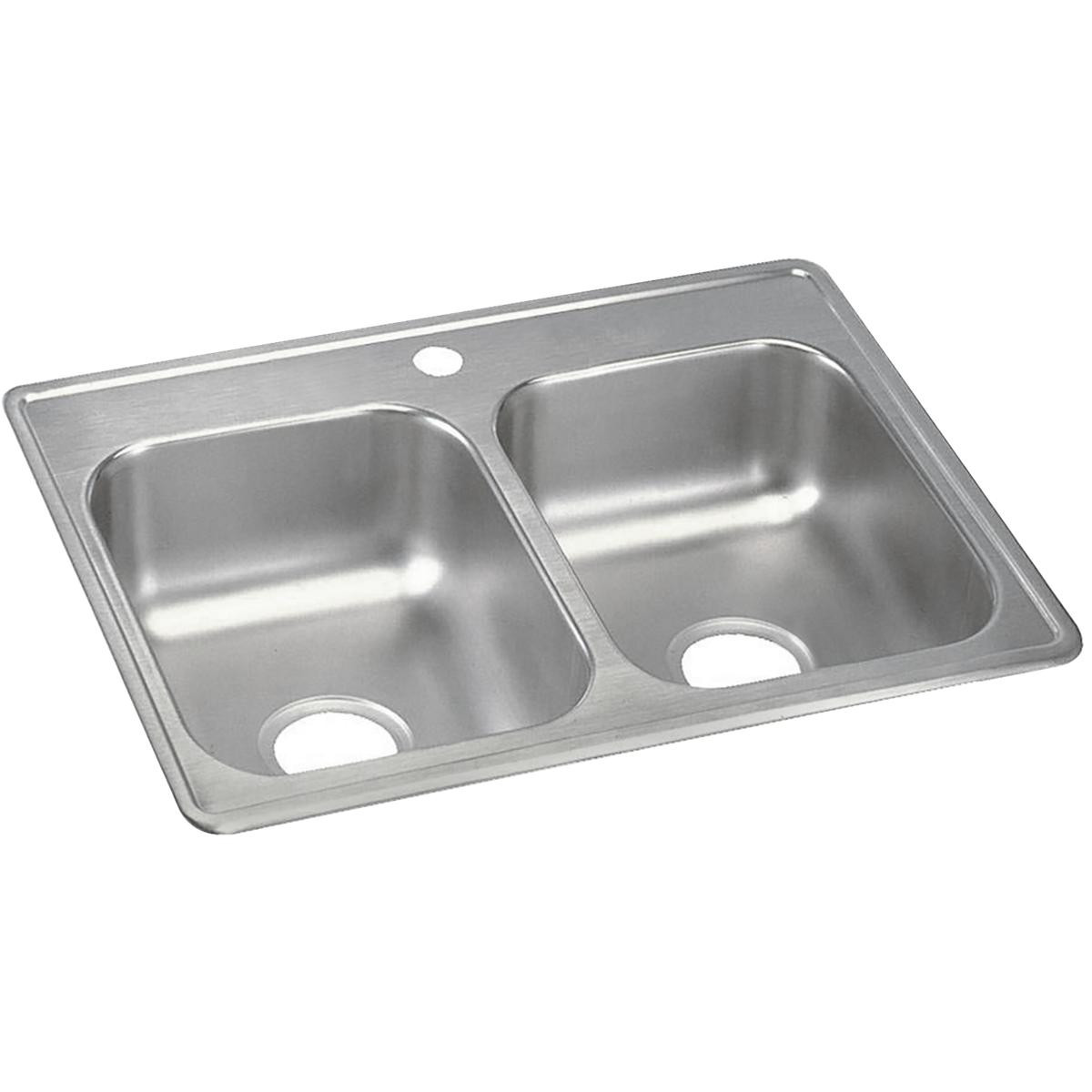 Elkay Dayton Stainless Steel 25" x 19" x 6-5/16" 1-Hole Equal Double Bowl Drop-in Sink