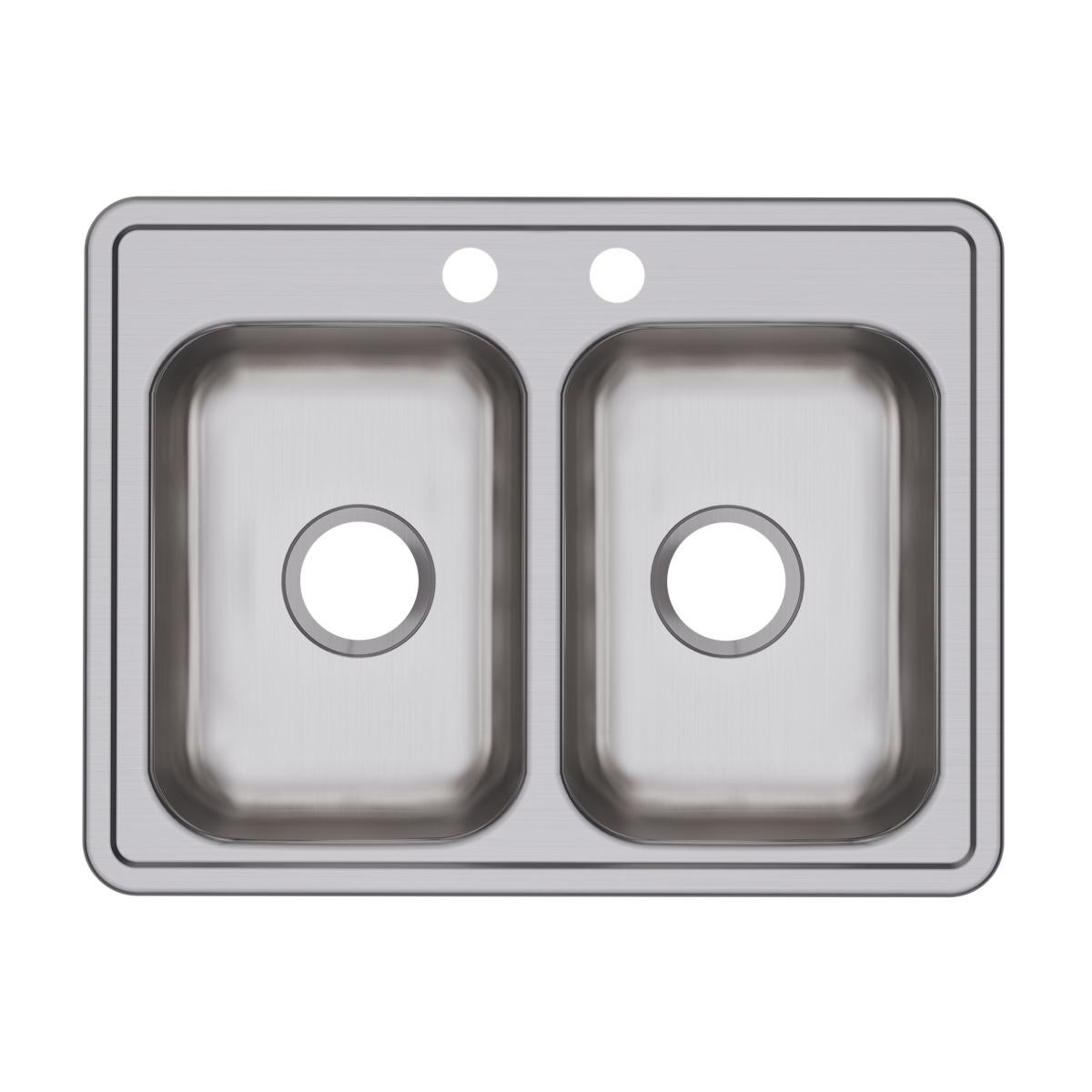 Elkay Dayton Stainless Steel 25" x 19" x 6-5/16" 2-Hole Equal Double Bowl Drop-in Sink