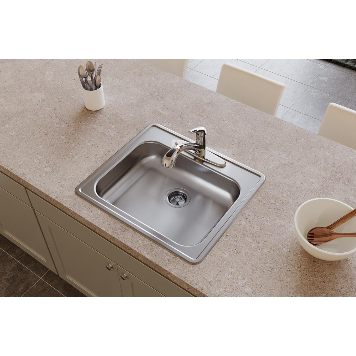 Elkay Dayton Stainless Steel 25" x 21-1/4" x 5-3/8" MR2-Hole Single Bowl Drop-in Sink
