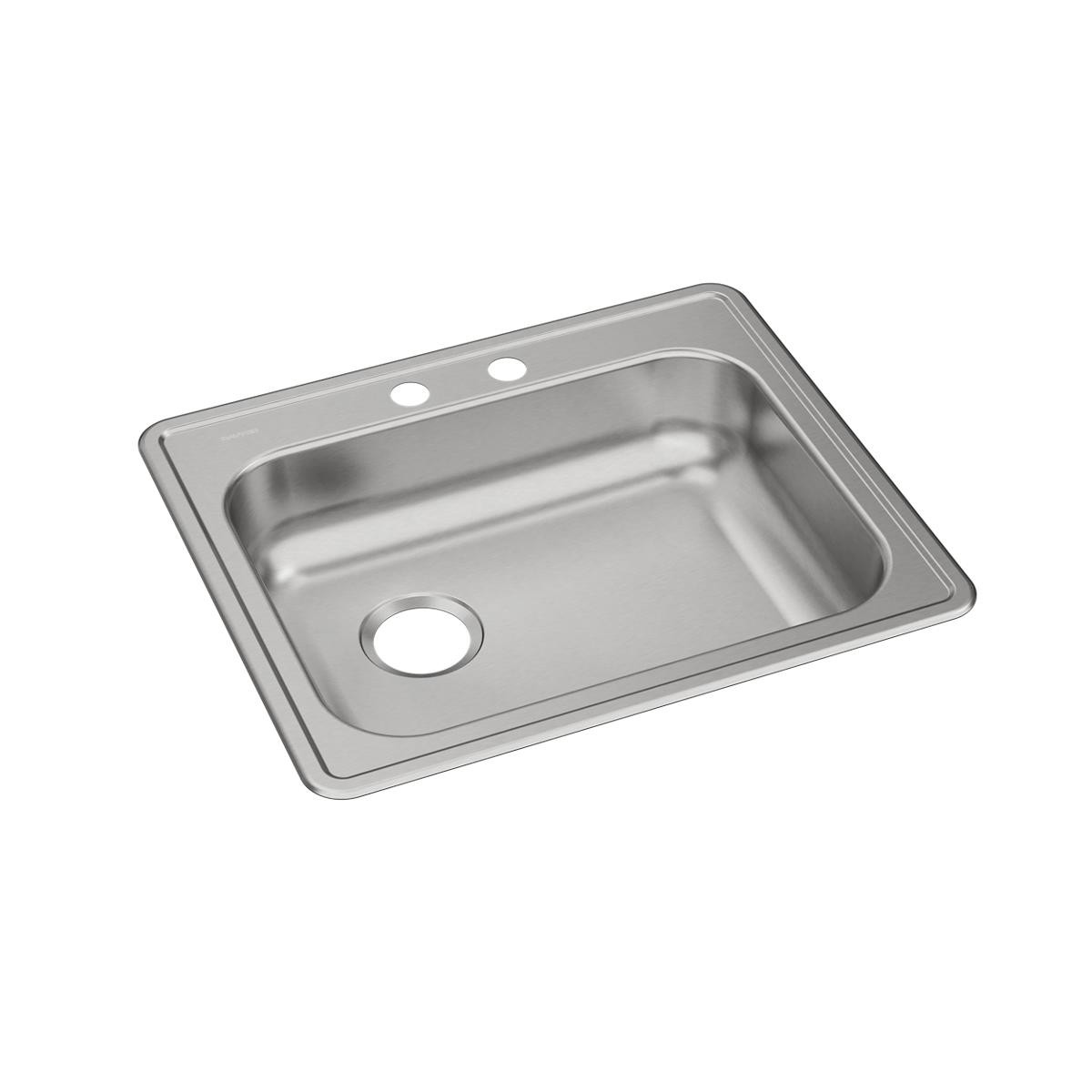 Elkay Dayton Stainless Steel 25" x 21-1/4" x 5-3/8", 2-Hole Single Bowl Drop-in Sink with Left Drain