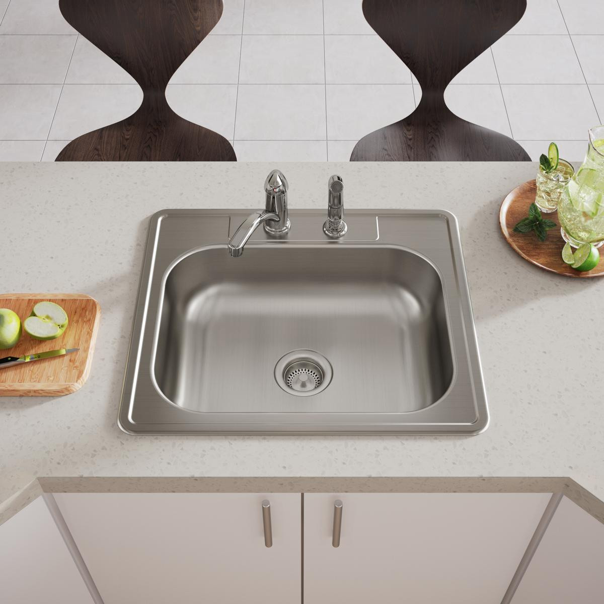 Elkay Dayton Stainless Steel 25" x 21-1/4" x 6-9/16" 2-Hole Single Bowl Drop-in Sink