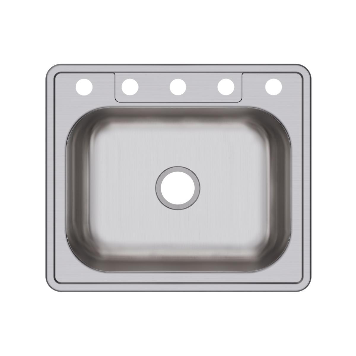 Elkay Dayton Stainless Steel 25" x 21-1/4" x 6-9/16", 5-Hole Single Bowl Drop-in Sink