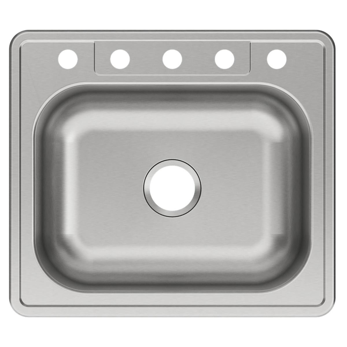 Elkay Dayton Stainless Steel 25" x 22" x 8-1/16", 5-Hole Single Bowl Drop-in Sink