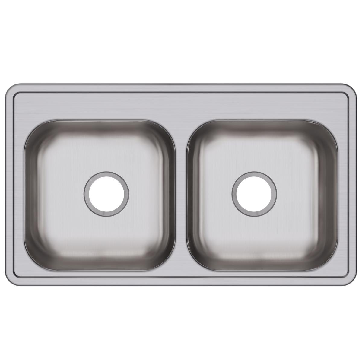 Elkay Dayton Stainless Steel 33" x 19" x 6-7/16", 0-Hole Equal Double Bowl Drop-in Sink