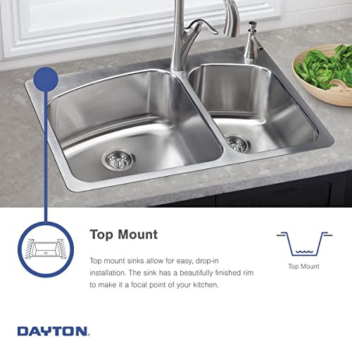 Elkay Dayton Stainless Steel 33" x 19" x 6-7/16", 2-Hole Equal Double Bowl Drop-in Sink