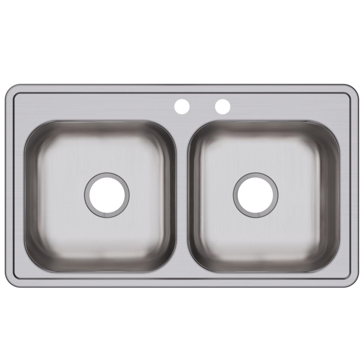 Elkay Dayton Stainless Steel 33" x 19" x 6-7/16", MR2-Hole Equal Double Bowl Drop-in Sink