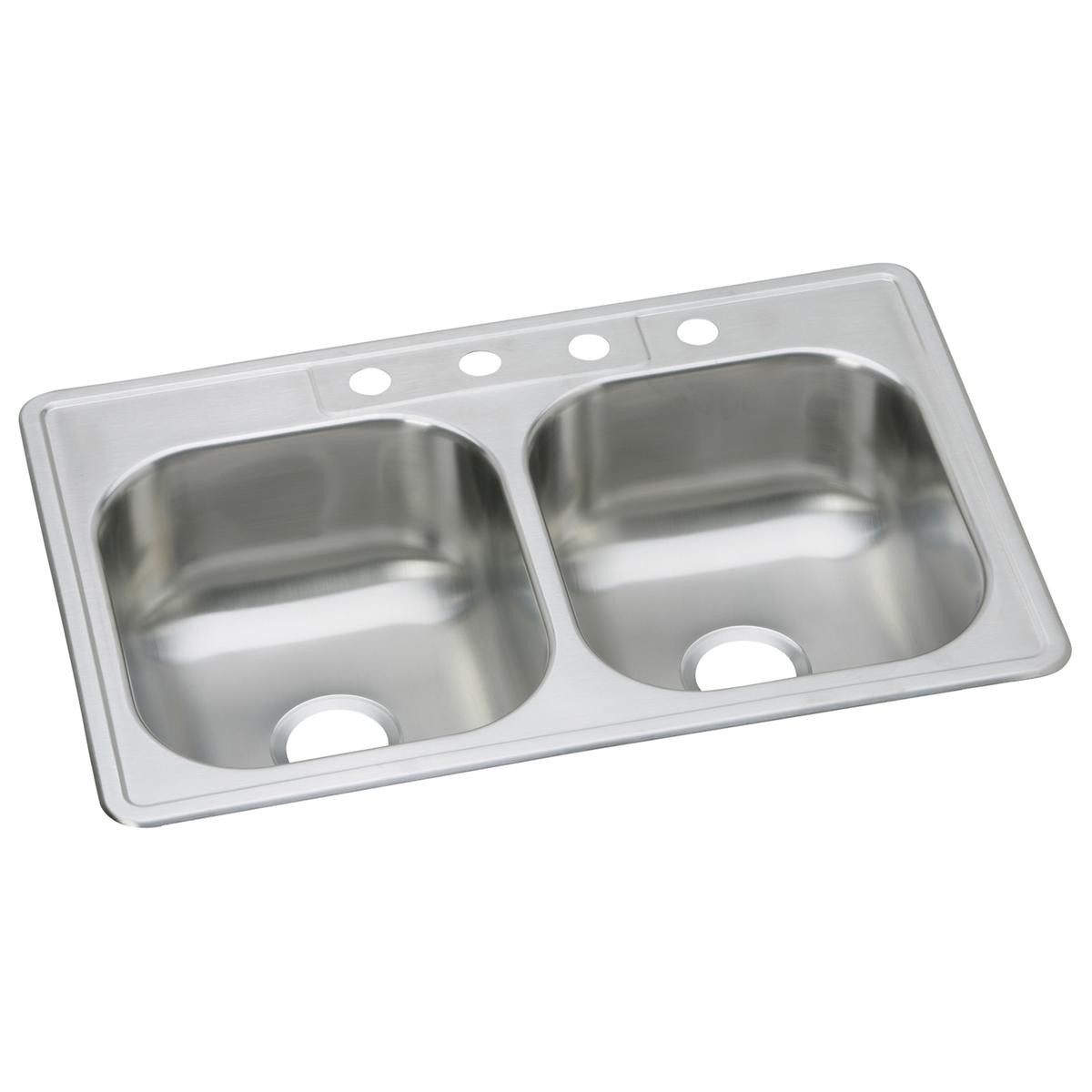 Elkay Dayton Stainless Steel 33" x 21-1/4" x 8-1/16" 2-Hole Equal Double Bowl Drop-in Sink