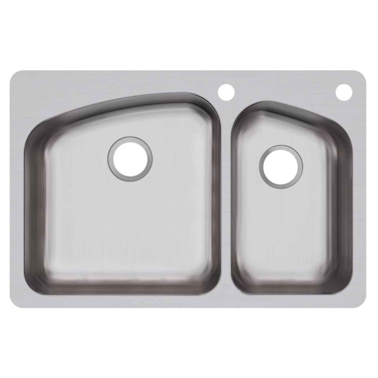 Elkay Dayton Stainless Steel 33" x 22" x 8" 2RHole 60/40 Double Bowl Dual Mount Sink