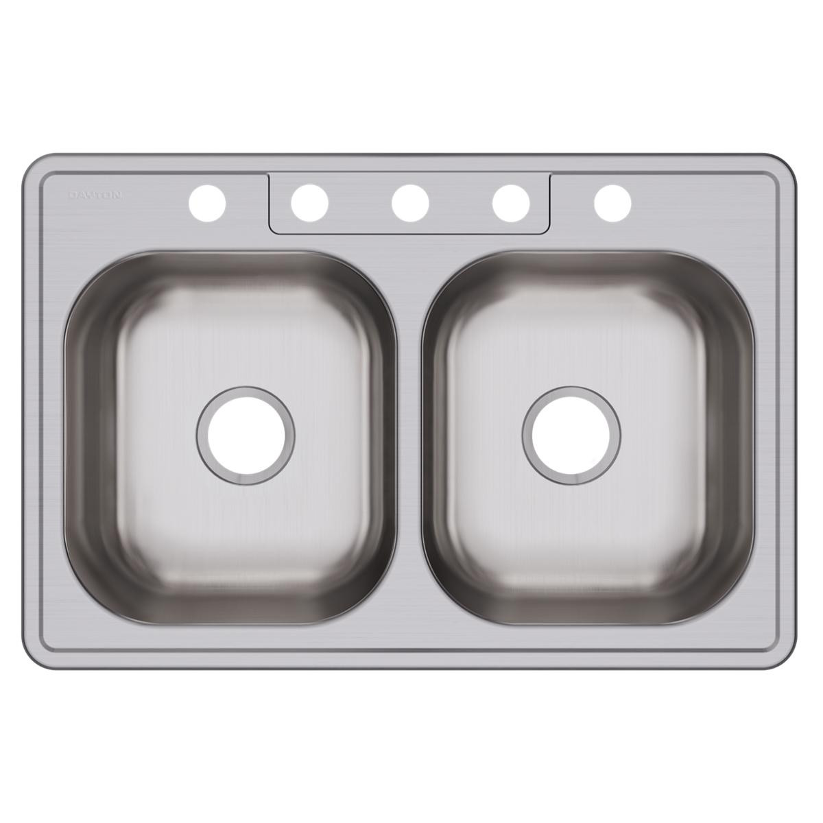 Elkay Dayton Stainless Steel 33" x 22" x 8-1/16" 5-Hole Equal Double Bowl Drop-in Sink