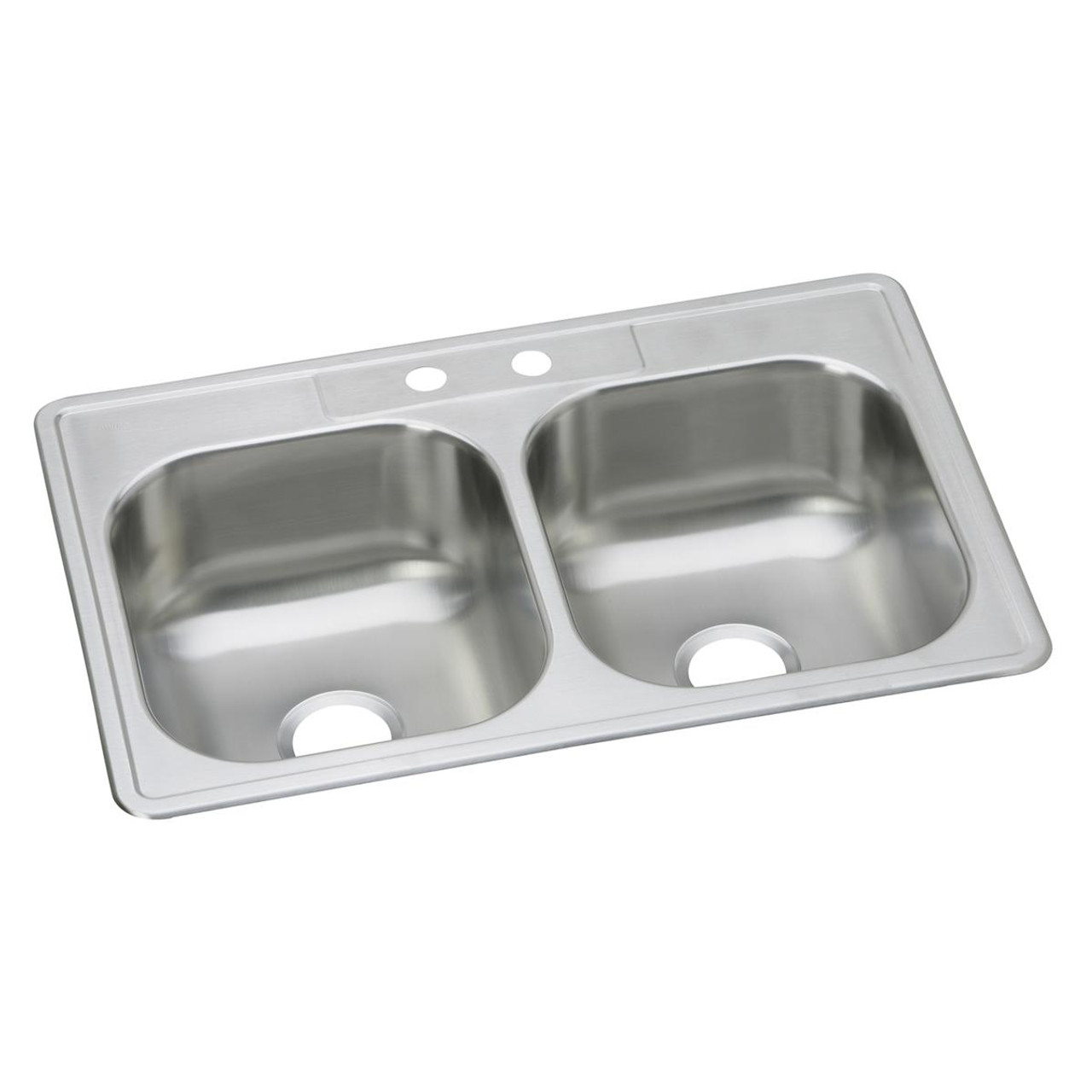 Elkay Dayton Stainless Steel 33" x 22" x 8-1/16", 2-Hole Equal Double Bowl Drop-in Sink Elkay Dayton Stainless Steel 33" x 22" x 8-1/16", 2-Hole Equal Double Bowl Drop-in Sink