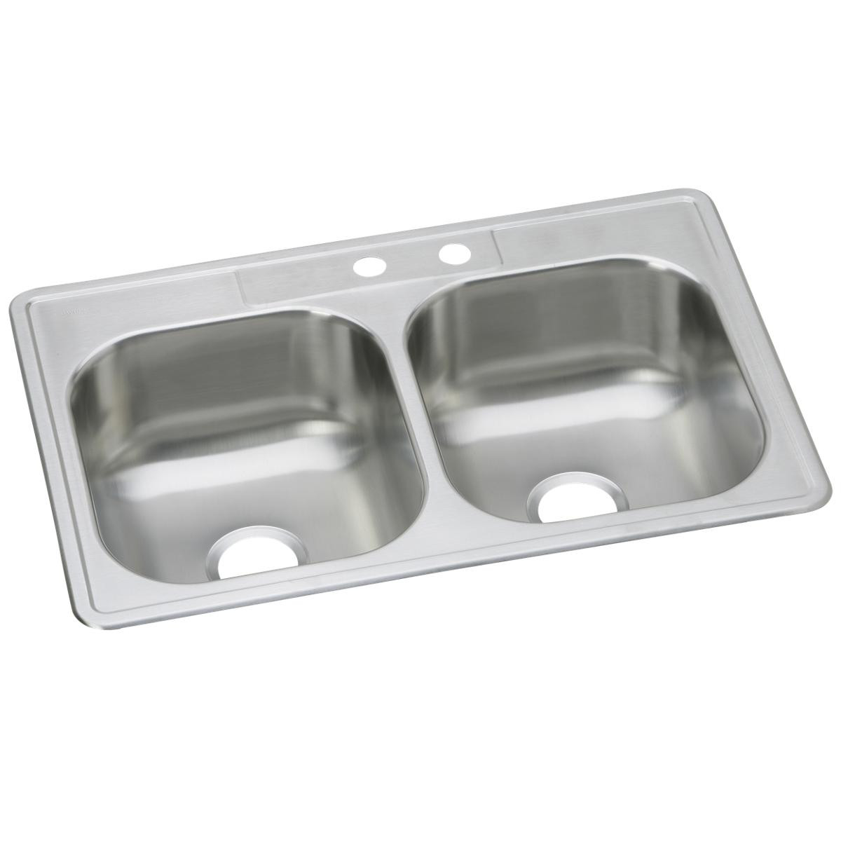 Elkay Dayton Stainless Steel 33" x 22" x 8-1/16", MR2-Hole Equal Double Bowl Drop-in Sink
