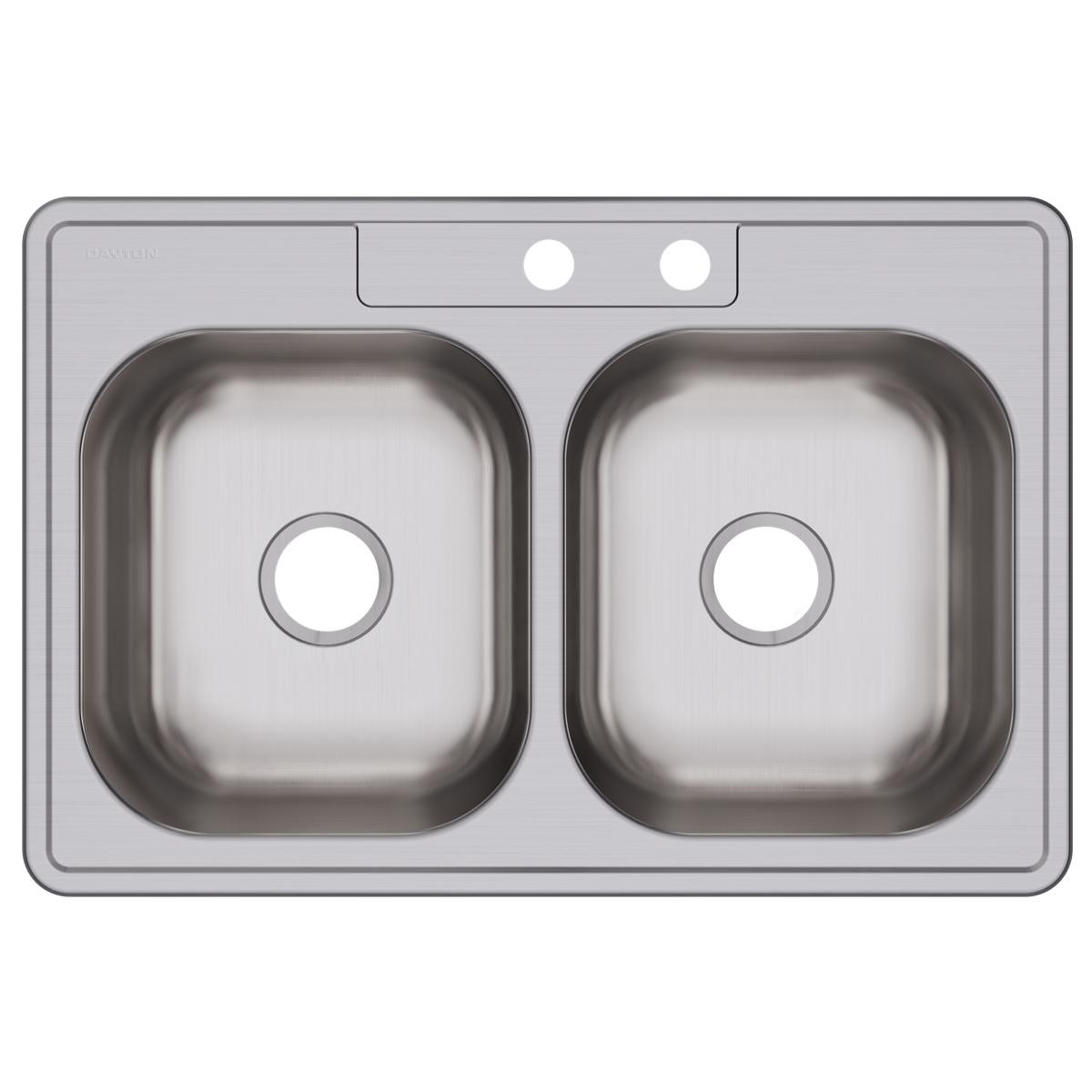 Elkay Dayton Stainless Steel 33" x 22" x 8-1/16", MR2-Hole Equal Double Bowl Drop-in Sink