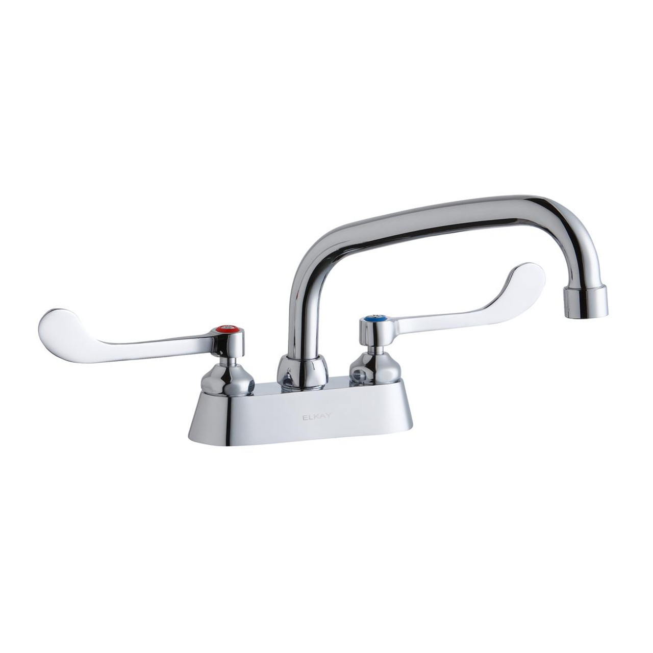 Elkay 4" Centerset with Exposed Deck Faucet with 10" Arc Tube Spout 6" Wristblade Handles