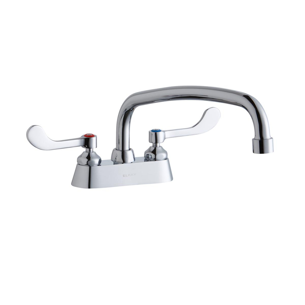 Elkay 4" Centerset with Exposed Deck Faucet with 12" Arc Tube Spout 4" Wristblade Handles