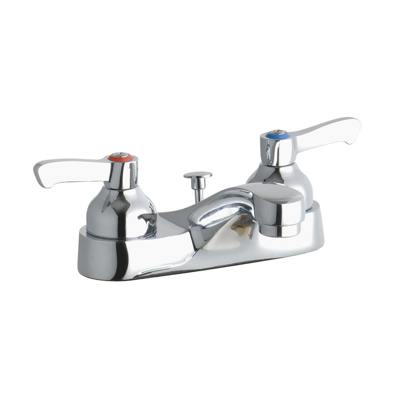 Elkay 4" Centerset with Exposed Deck Faucet with Pop-up Drain Integral Spout 2" Lever Handles