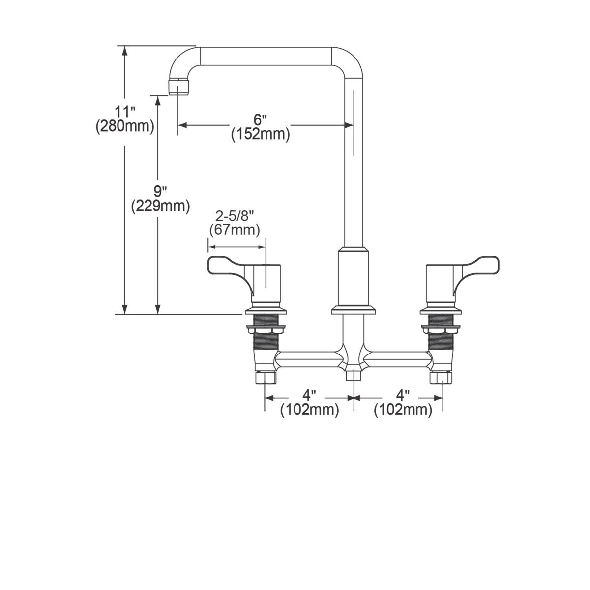 Elkay 8" Centerset Concealed Deck Mount Faucet with Arc Tube Spout with 6" Spout Reach and 2-5/8" Lever Handles Chrome