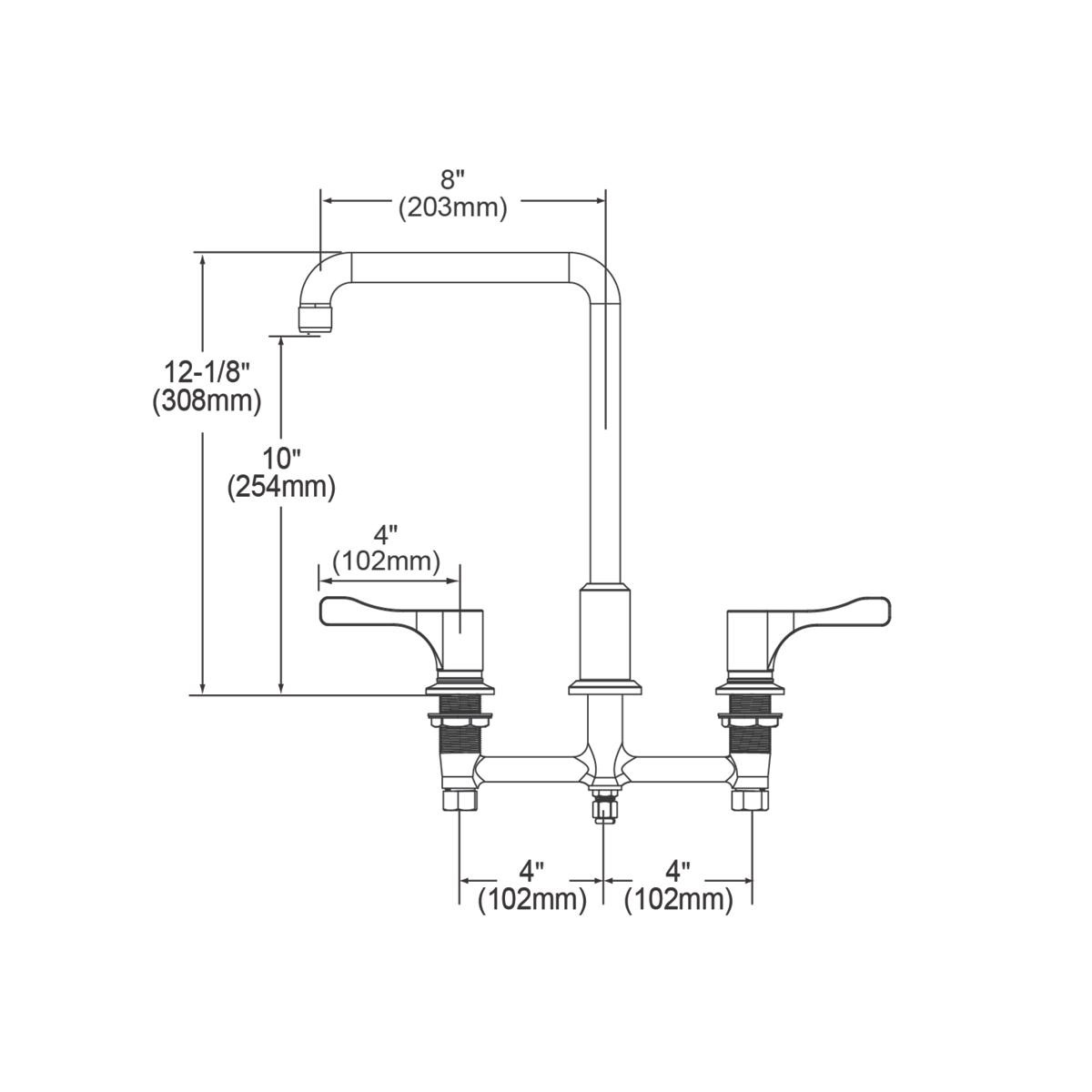 Elkay 8" Centerset Concealed Deck Mount Faucet with Arc Tube Spout with 8" Spout Reach and 4" Lever Handles Chrome
