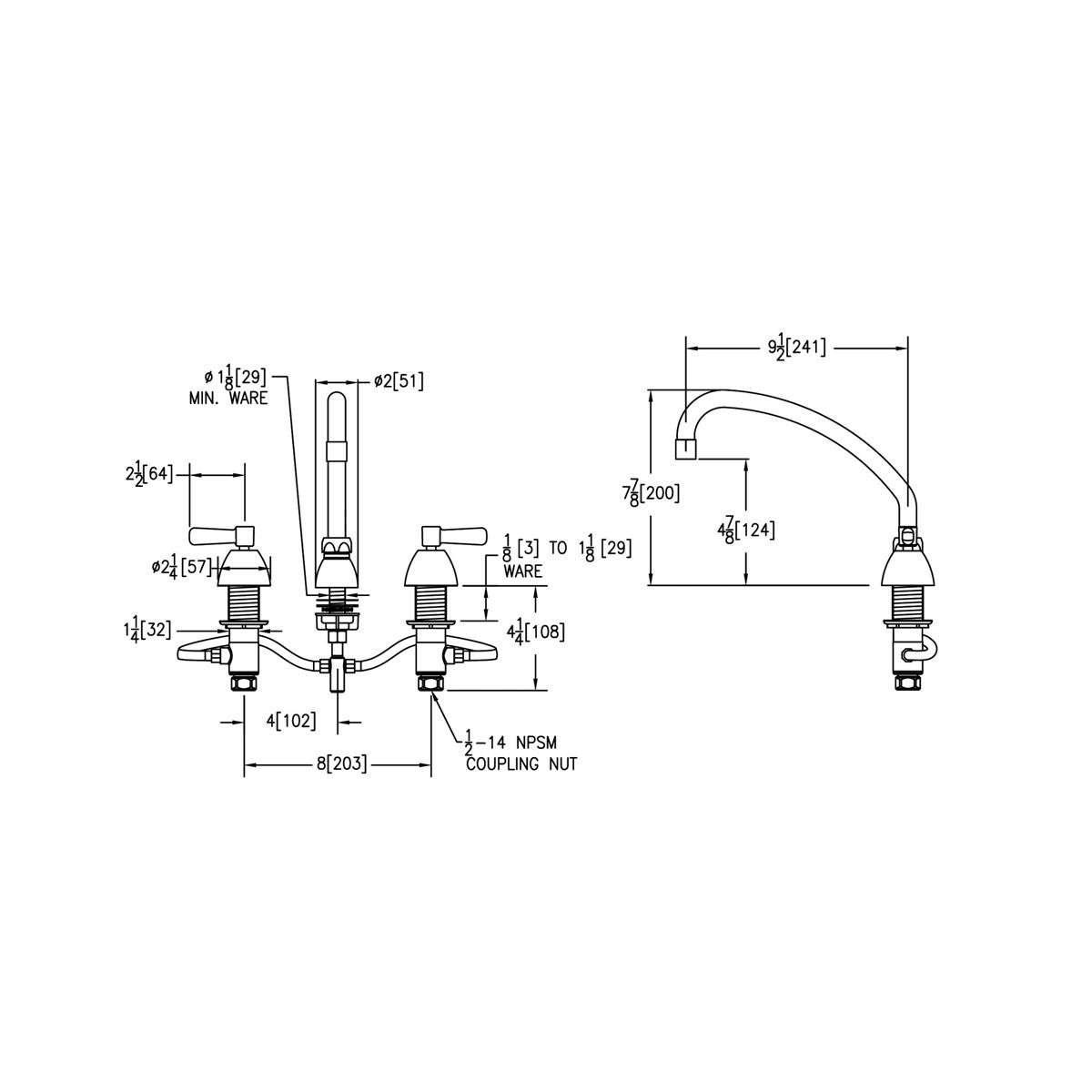 Elkay 8" Centerset with Concealed Deck Faucet with 10" Arc Tube Spout 2" Lever Handles Chrome