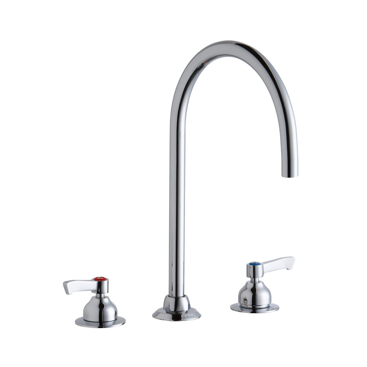 Elkay 8" Centerset with Concealed Deck Laminar Flow Faucet with 8" Gooseneck Spout 2" Lever Handles Chrome