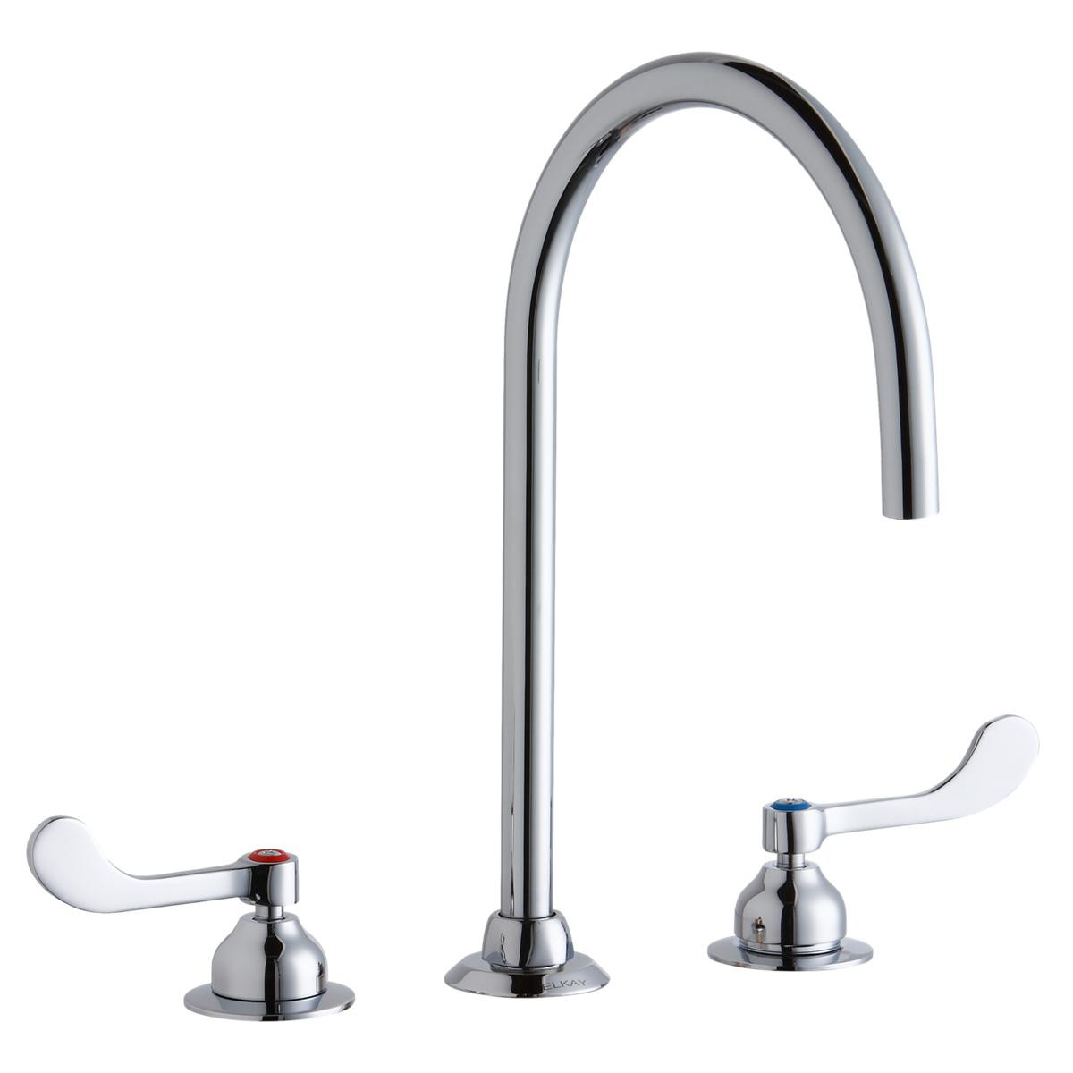 Elkay 8" Centerset with Concealed Deck Laminar Flow Faucet with 8" Gooseneck Spout 4" Wristblade Handles Chrome