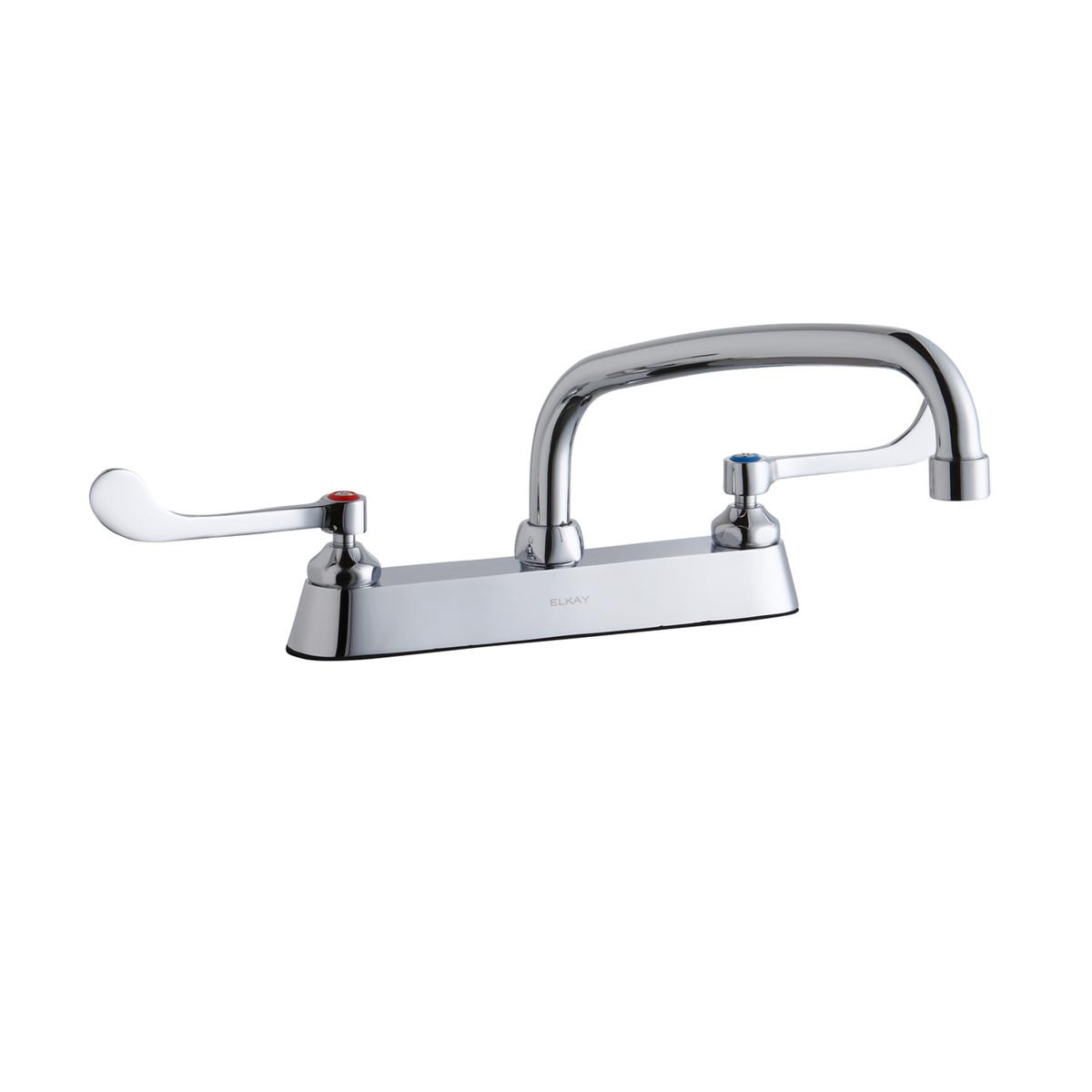 Elkay 8" Centerset with Exposed Deck Faucet with 10" Arc Tube Spout 6" Wristblade Handles Chrome