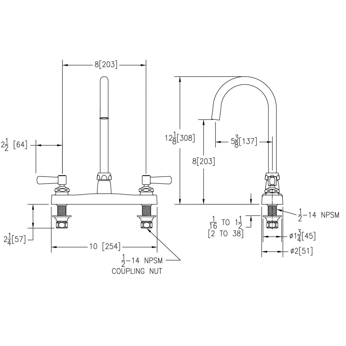Elkay 8" Centerset with Exposed Deck Laminar Flow Faucet with 5" Gooseneck Spout 2" Lever Handles Chrome
