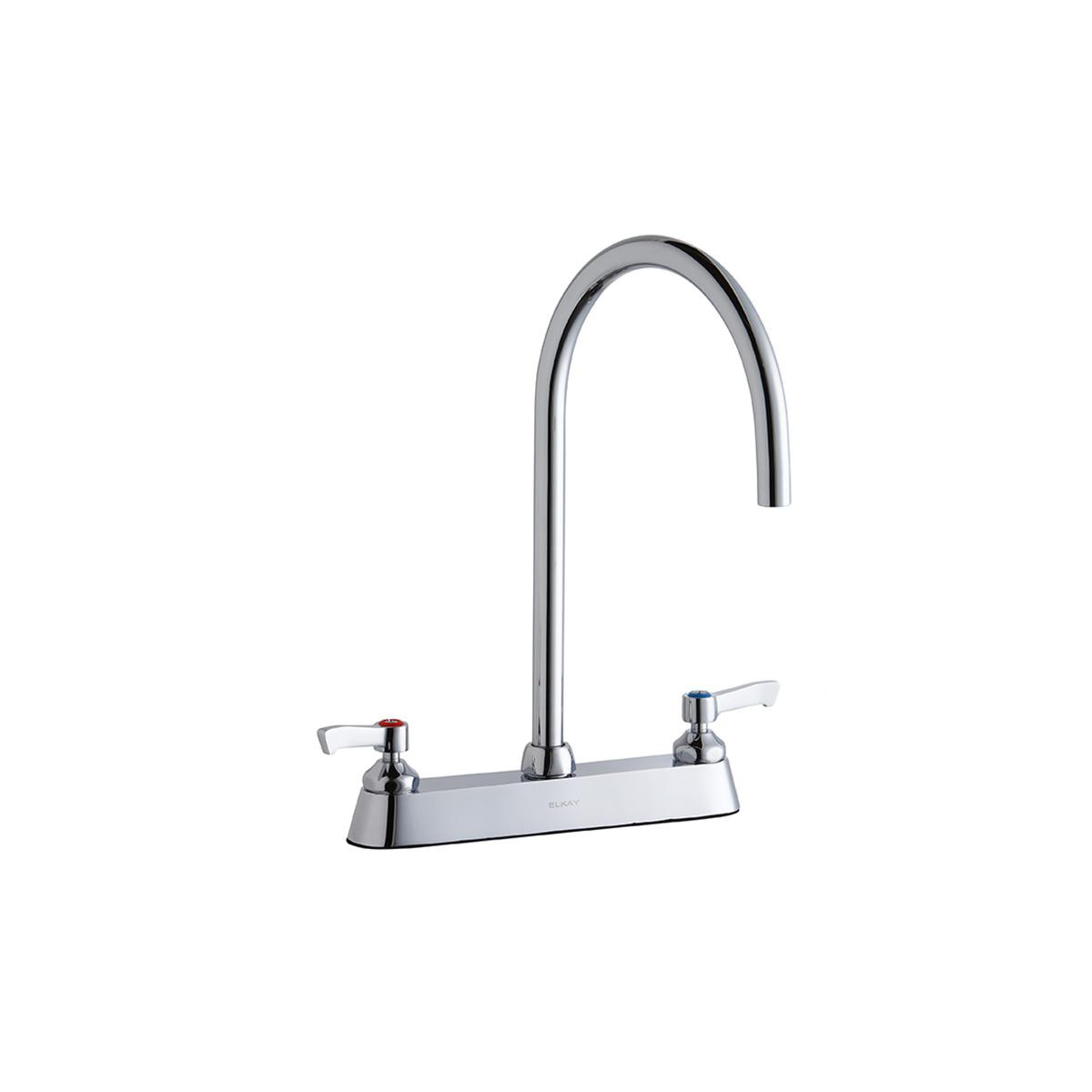 Elkay 8" Centerset with Exposed Deck Laminar Flow Faucet with 8" Gooseneck Spout 2" Lever Handles Chrome