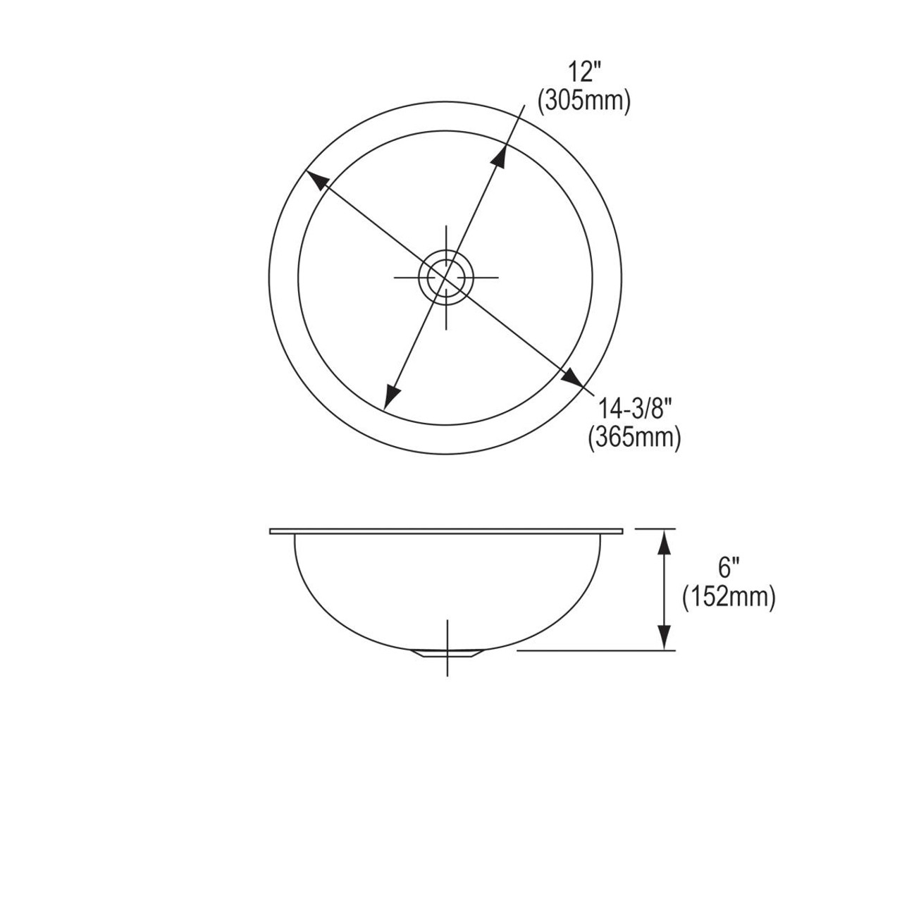 Elkay Asana Stainless Steel 14-3/8" x 14-3/8" x 6", Single Bowl Undermount Bathroom Sink