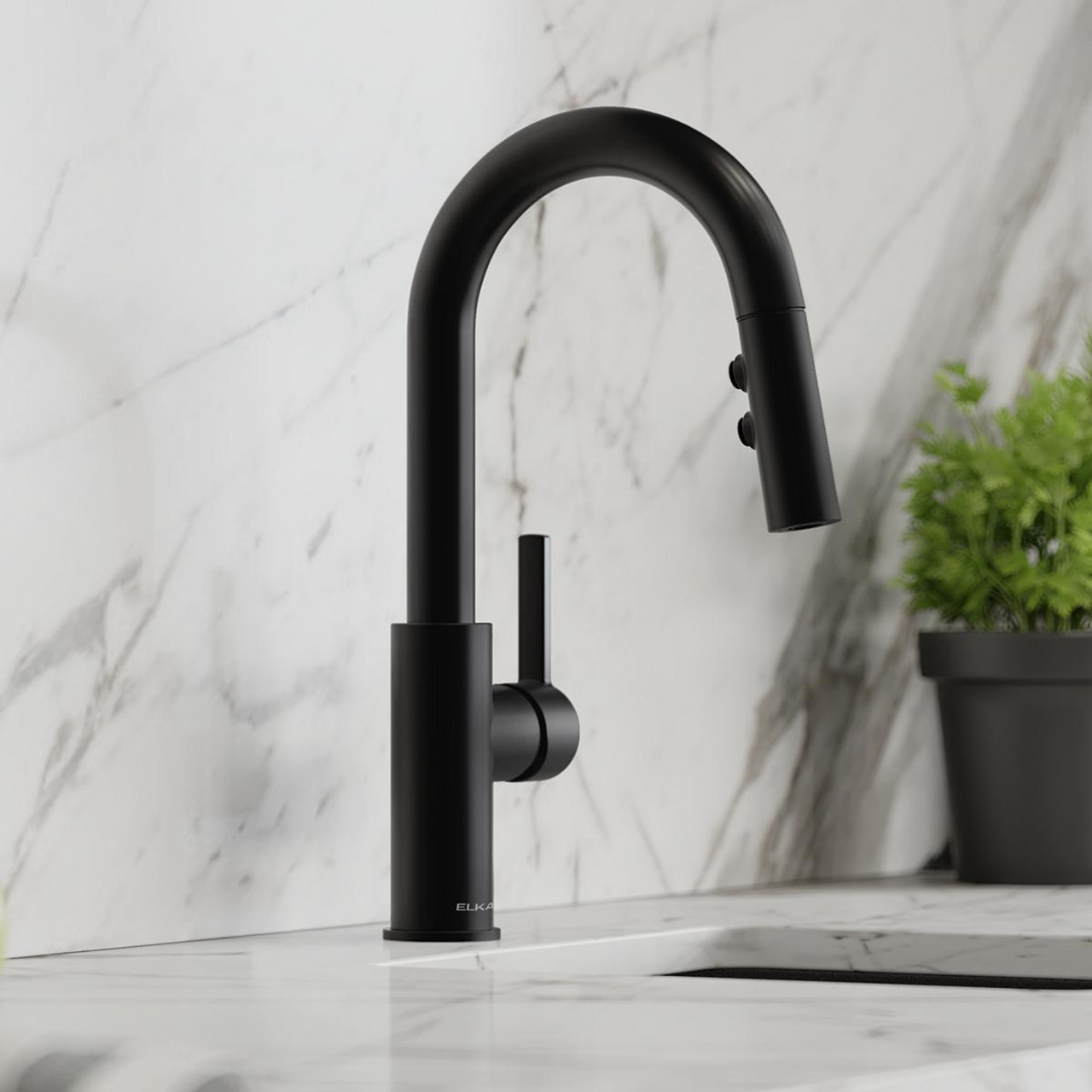 Elkay Avado Single Hole Bar Faucet with Pull-down Spray and Lever Handle Matte Black