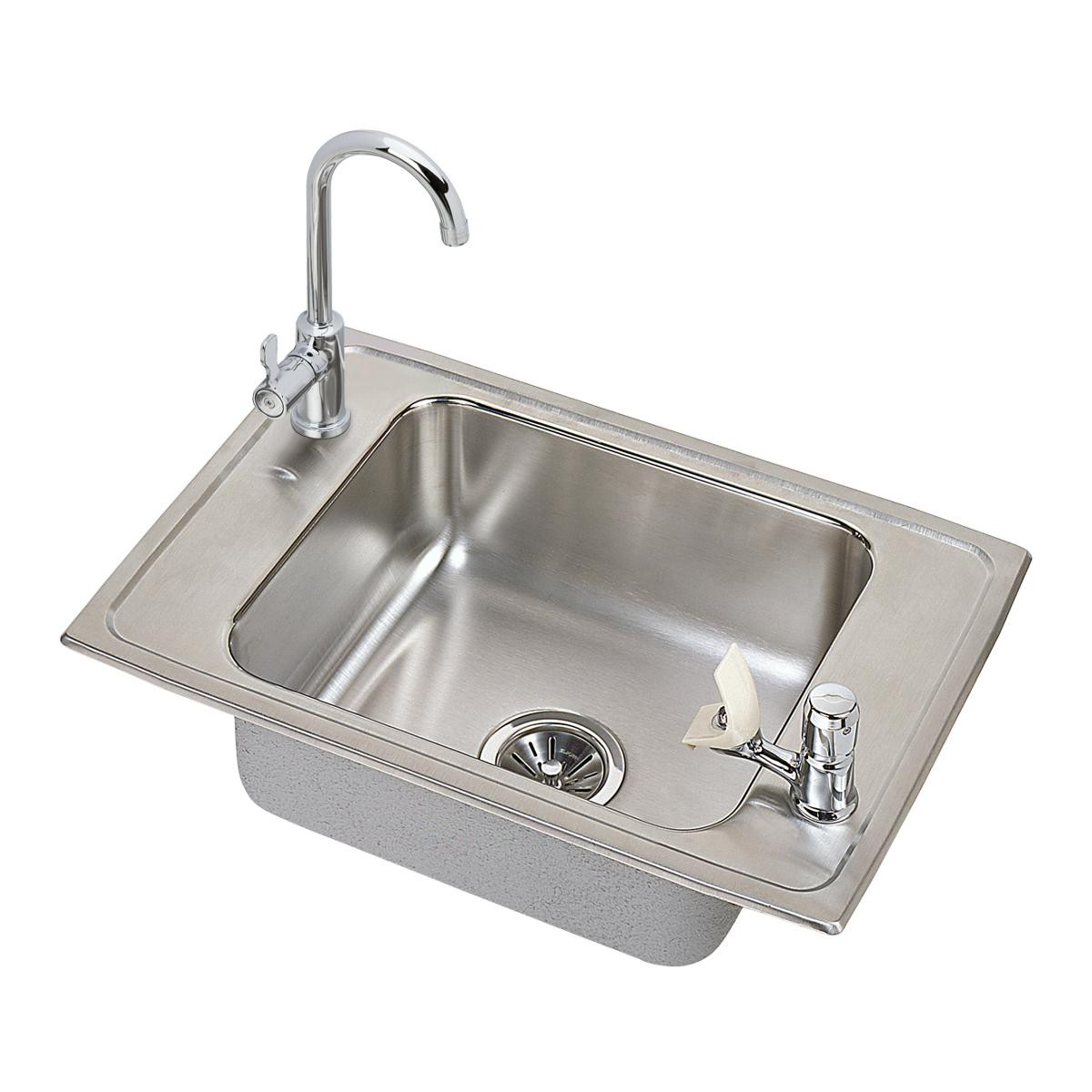 Elkay Celebrity Stainless Steel 25" x 17" x 6-1/2", 2-Hole Single Bowl Drop-in Classroom ADA Sink and Faucet Kit - CDKAD251765C
