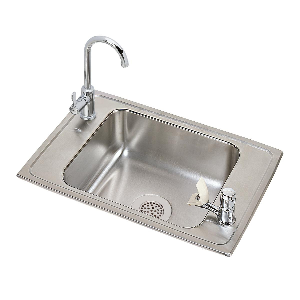 Elkay Celebrity Stainless Steel 25" x 17" x 7-1/8", 2-Hole Single Bowl Drop-in Classroom Sink and Faucet Kit